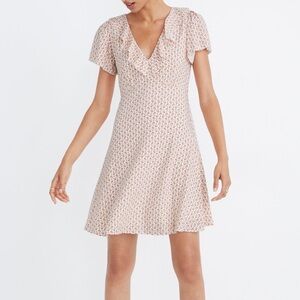 NWT Madewell Ruffle Flutter-Sleeve 90's Inspired Floral Bloom Print Dress Size 8